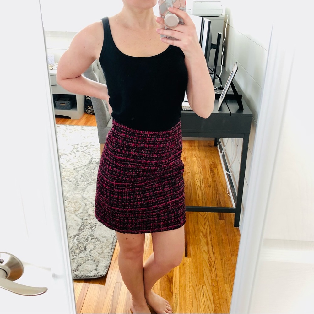 NEW Maison Jules Pink Tweed Skirt